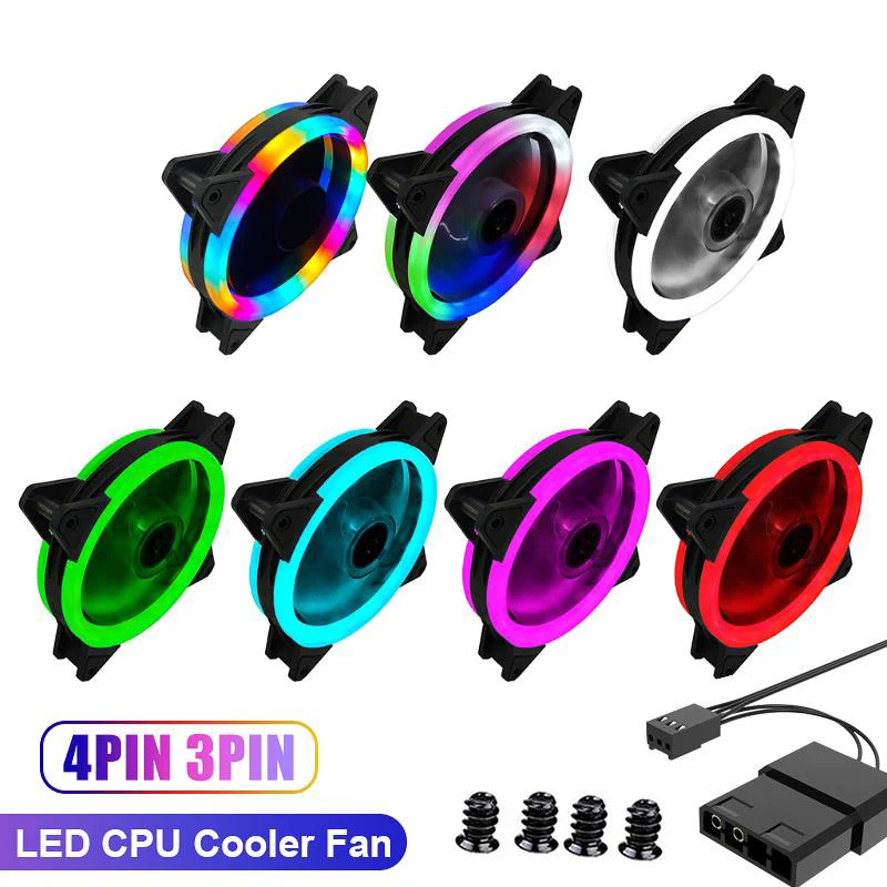 Ventilador de refrigeración RGB de 120mm, 3 pines, 4 pines, arcoíris, carcasa de ordenador, chasis, 12V, silencioso, Enfriador de CPU, goma antivibración - imagen 3