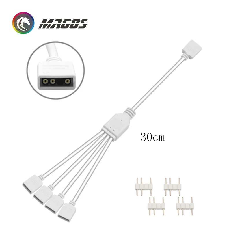 Cable divisor RGB de placa base blanca DIY, Cable de extensión de transferencia de concentrador de sincronización ARGB de 5V y 3 pines de 1-4 vías para M/B ASUS MSI GIGABYTE - imagen 5