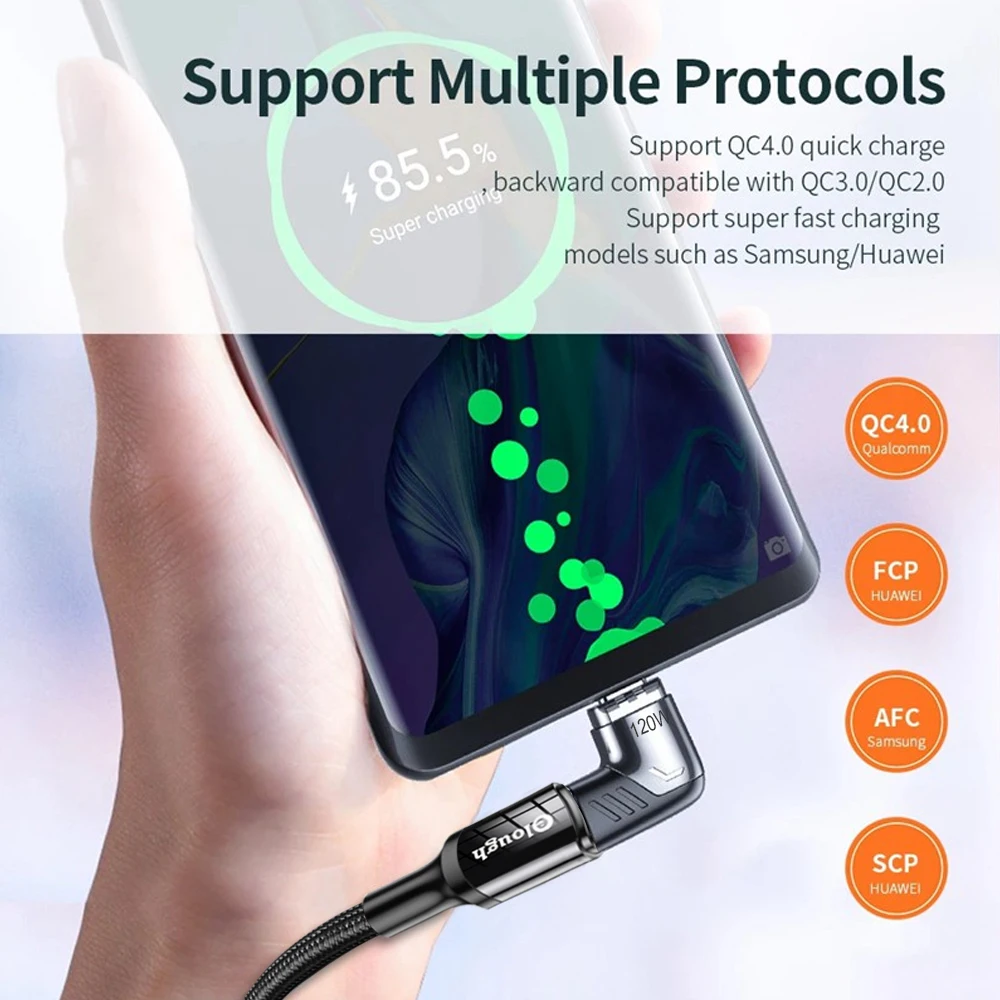 Elough 120W USB tipo C a USB C adaptador magnético 90 grados convertidor magnético de carga rápida para Macbook iPad Pro Switch Samsung - imagen 4