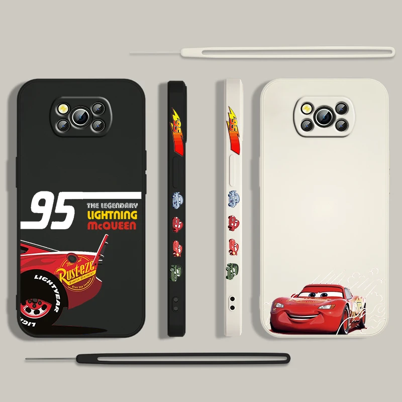 Disney Cars Lightning McQueen funda para Xiaomi Poco, X4, X3, F4, NFC, M6, M4, M3, GT S Pro, 4G, 5G, cuerda líquida izquierda - imagen 2