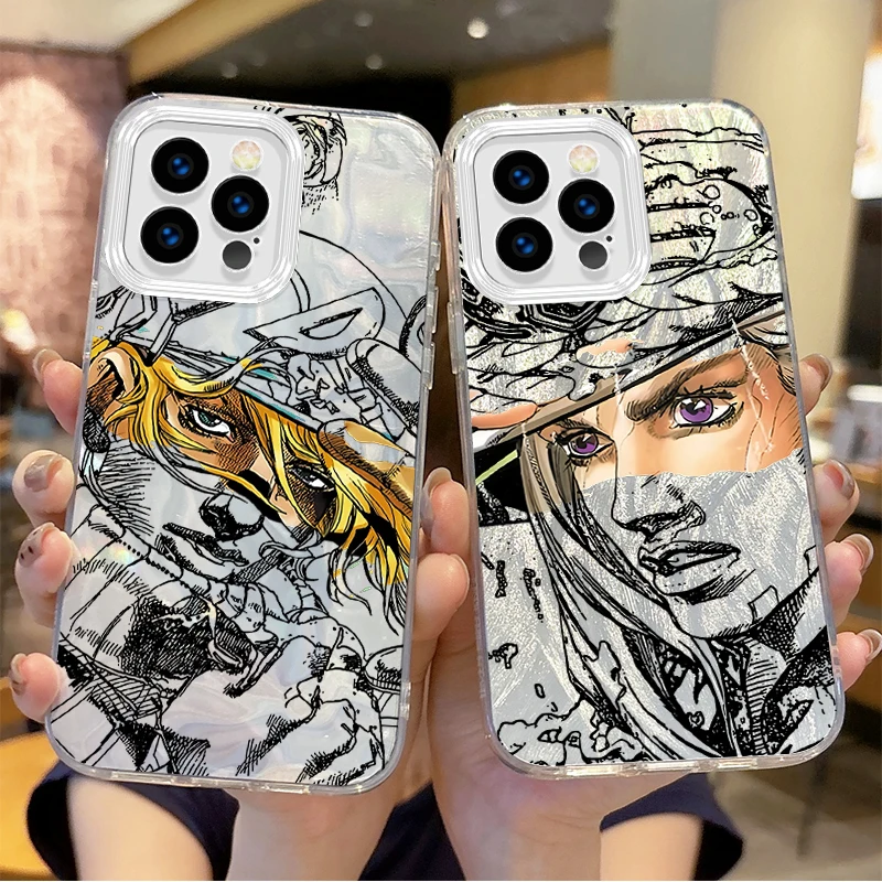 Gyro Zeppeli JoJo Steel Ball Run gradiente para iPhone 16 Pro Max funda 15 14 13 12 11 8 7 Pro Max Plus XS XR cubierta dura a prueba de golpes