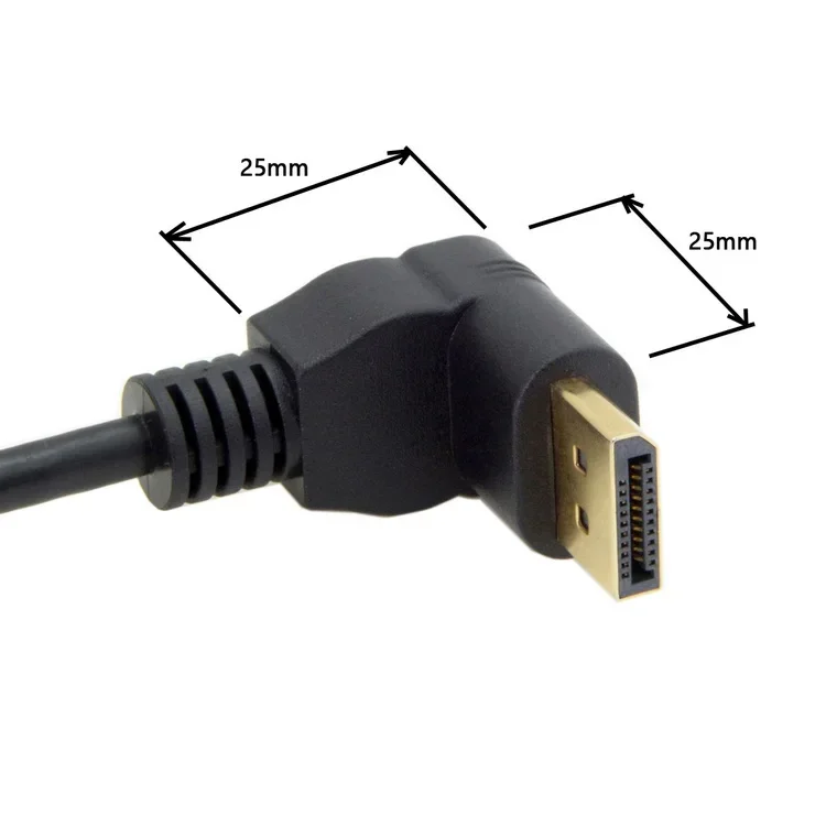 Adaptador de Cable de extensión de montaje en Panel DisplayPort, codo de ángulo de 90 grados, esquina DP 1,2 v, macho a hembra, tornillo de enchufe de Cable 2k @ 144Hz - imagen 4