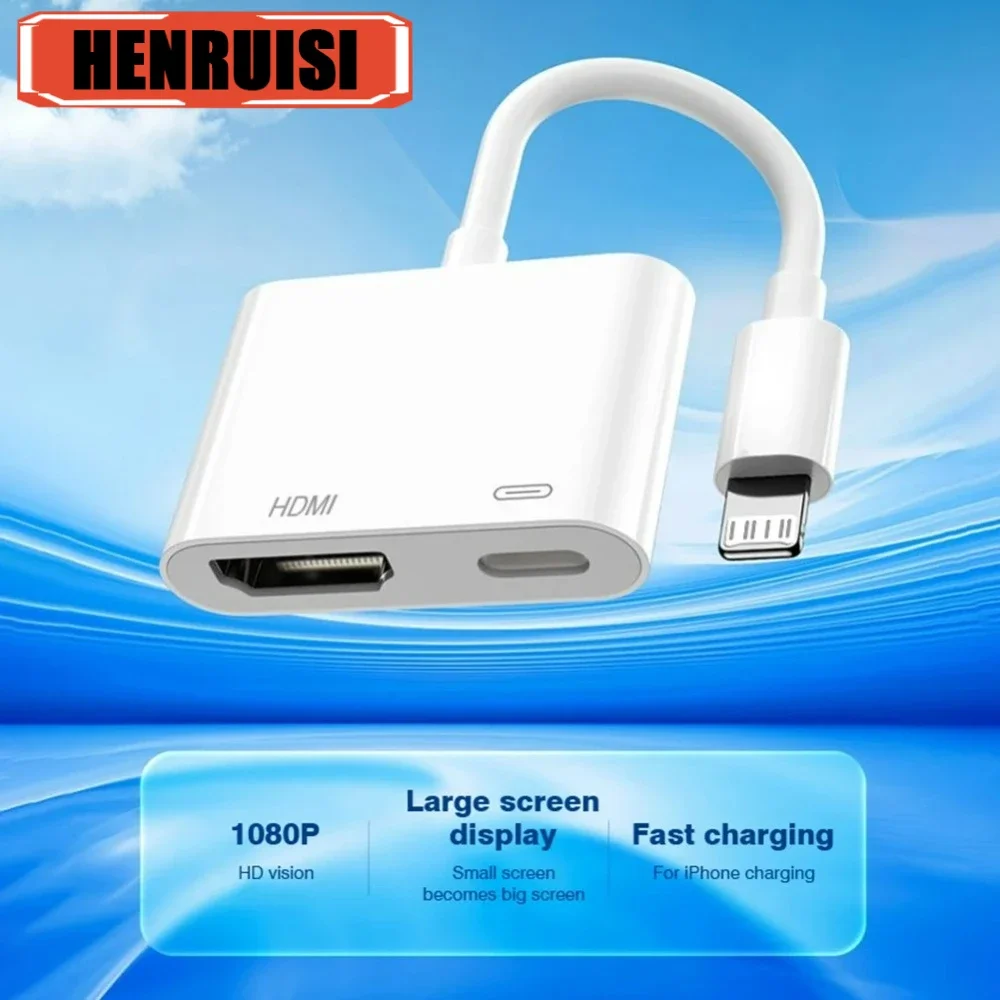 Adaptador AV Digital HD 1080P a HDTV, pantalla de sincronización HDMI, convertidor AV de vídeo Digital, conector de pantalla de sincronización de Audio para iPhone 15 iPad