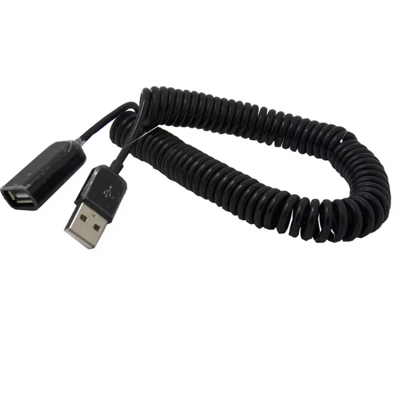 Cable de extensión USB2.0 macho a hembra en espiral con resorte, adaptador de cargador de sincronización USB 2,0, 1m, 3m - imagen 2