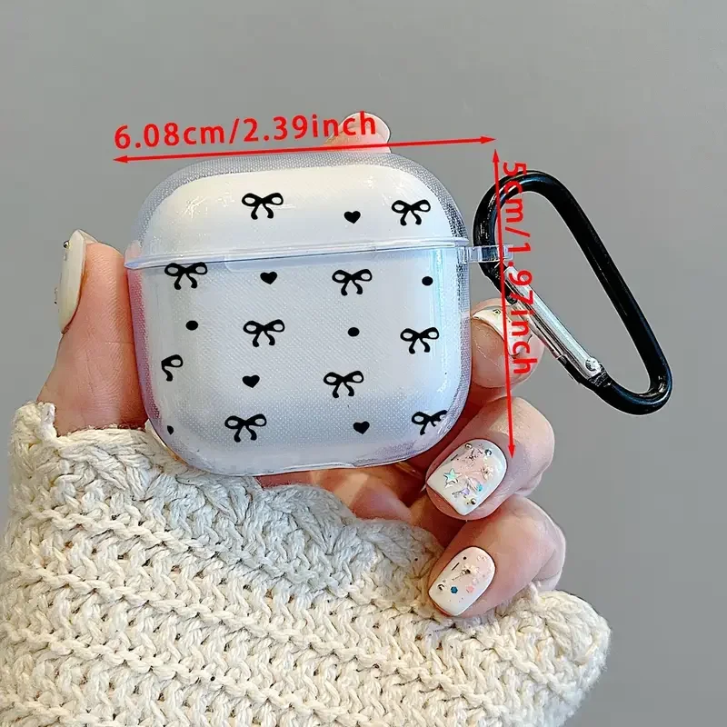 Funda con colgante de lazo de empalme de Color negro Simple para AirPods 1, 2, 3, 4, bolsas con caja de carga inalámbrica AirPods Pro Pro2 - imagen 2