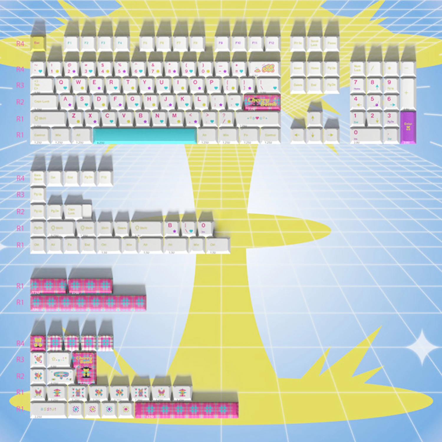 CherryBomb Keycap 165 teclas PBT tinte sublimación cereza blanco negro chica regalo Teclado mecánico AULA F75 Anne Pro2 Mad 60he 68he - imagen 4