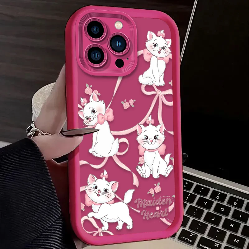 Funda blanda Disney Lovely Marie Cat para iPhone 17 Air 16 16E 15 14 13 12 11 Pro Max X XS X S Max XR SE 2020 SE4 7 8 funda de silicona - imagen 5