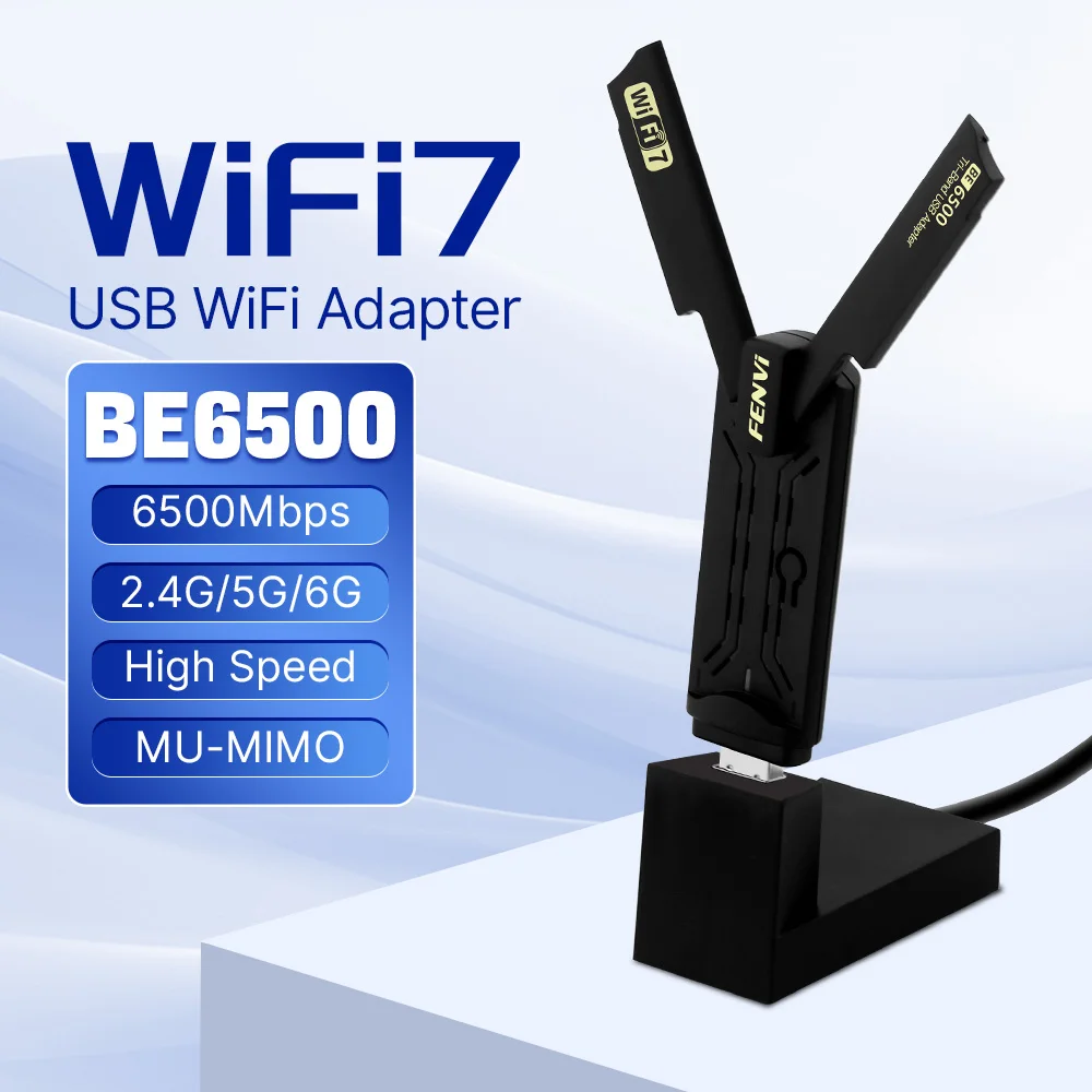 FENVI WiFi 7 USB WiFi adaptador BE6500 USB 3,0 inalámbrico WiFi Dongle Wi-Fi 7 tarjeta de red PC portátil controlador gratis para Win10/11