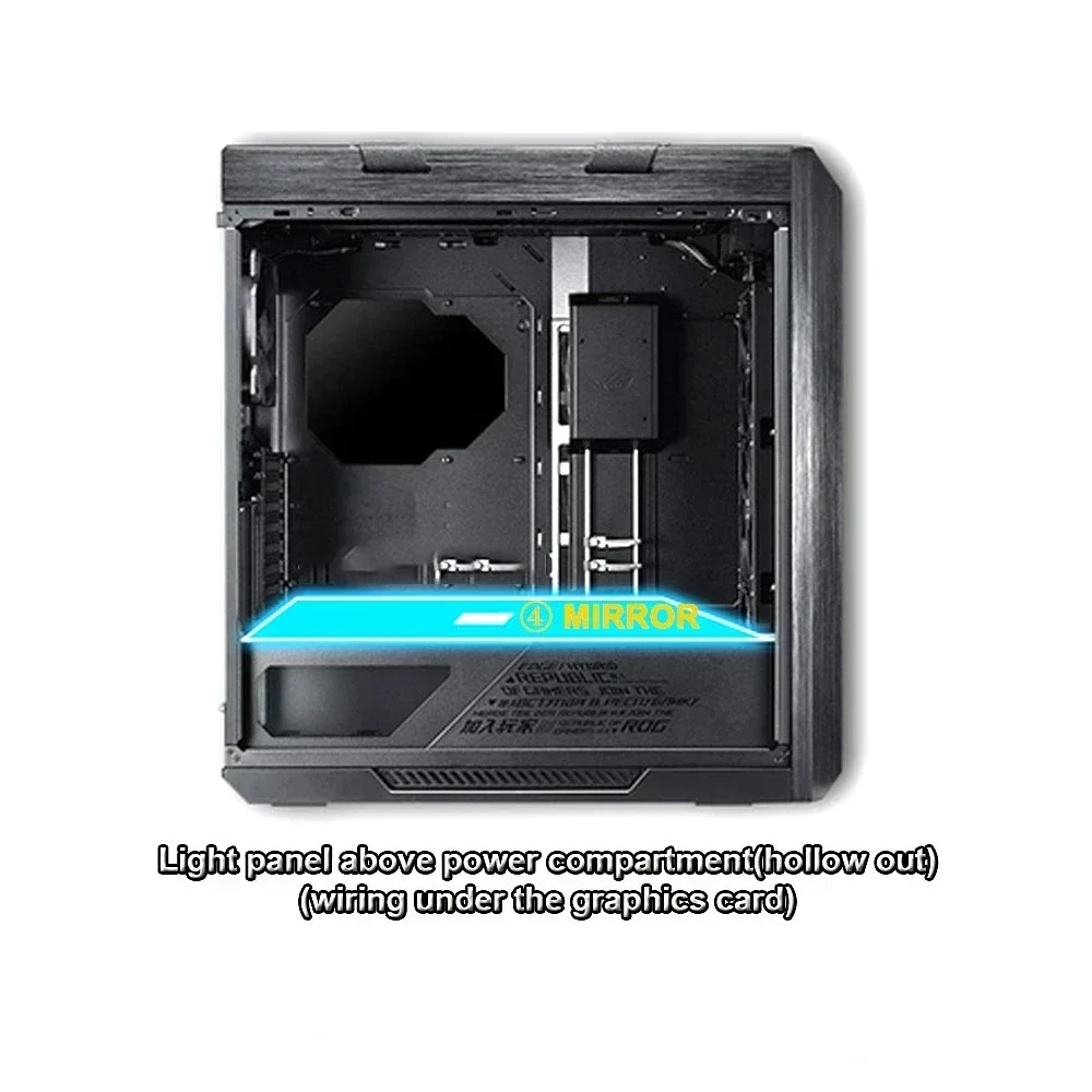 Panel de iluminación de espejo RGB para carcasa ASUS ROG Helios GX601, placa trasera de alimentación de chasis DIY, tablero de luz ARGB, Modding de PC AURA SYNC - imagen 5