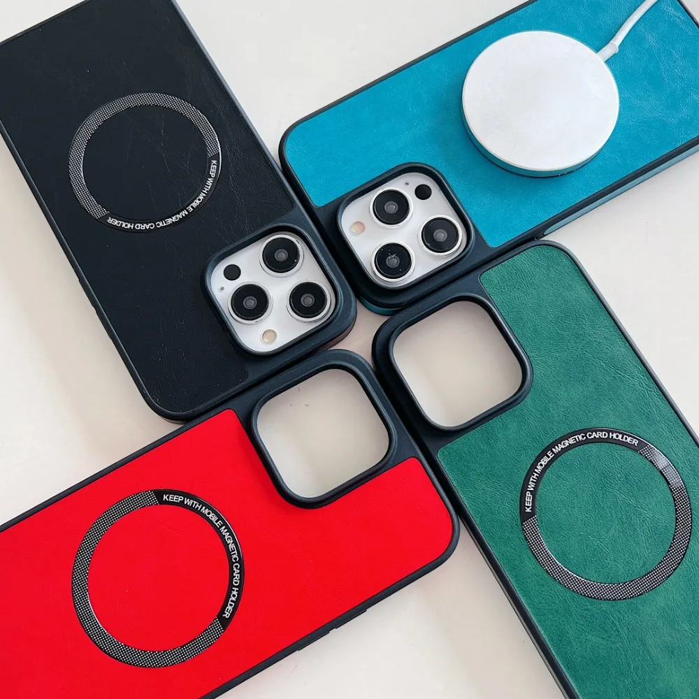 Magsafe-funda magnética de cuero para teléfono, carcasa a prueba de golpes para iPhone 16, 15, 14, 13, 12, 11 Pro Max Plus, carga inalámbrica - imagen 3