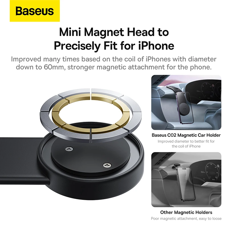 Soporte magnético Baseus para teléfono de coche Universal para iPhone 17 16 15 14 Pro soporte para teléfono de coche soporte de montaje con Clip soporte Magsafe - imagen 5