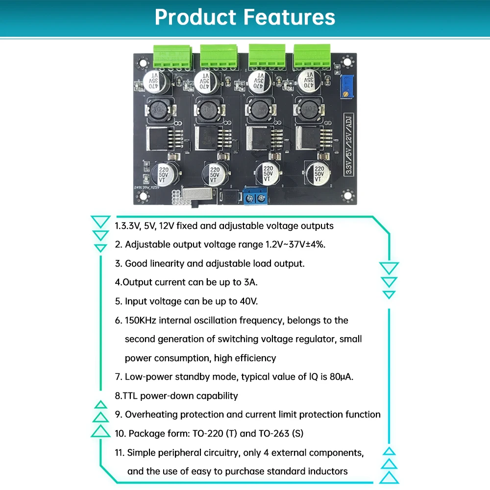 Módulo de fuentes de alimentación conmutada multicircuito LM-2596 3,3 V 5V 12V ADJ módulos de potencia de salida de voltaje ajustable LM2596 - imagen 5