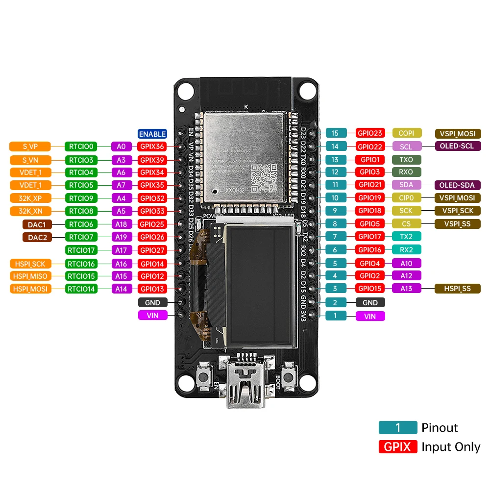 Placa de desarrollo ESP32 ESP-32D CH340C WIFI Bluetooth placa de desarrollo con 0,96 OLED adecuado para Arduino - imagen 3