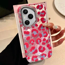 Funda para móvil Honor con estampado de leopardo rosa