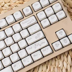 Teclas PBT MOA Rose Symphony para teclado mecánico, blancas