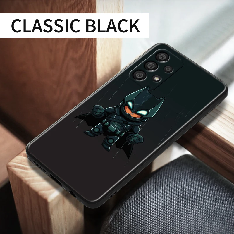 Lindo superhéroe Batman Logo para Samsung A55 A35 A25 A15 A14 A73 A53 A13 A05S A03S A02S A71 A52 A32 funda de teléfono suave negra - imagen 5