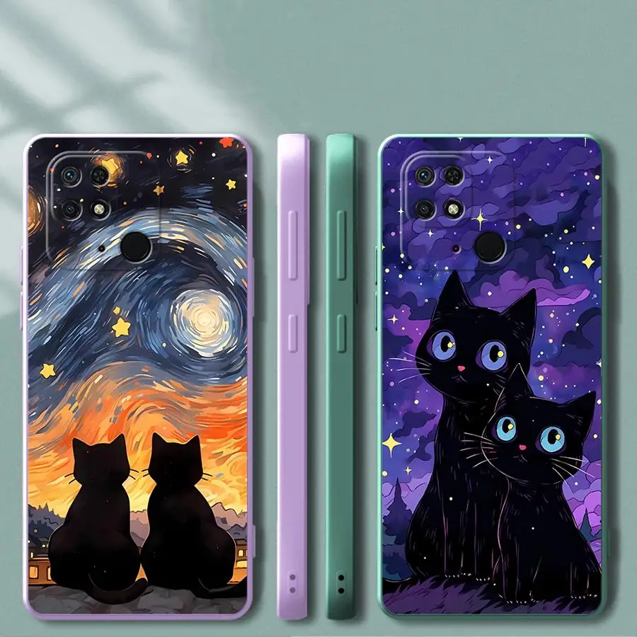 Funda de teléfono suave Van Gogh Art Cat para Xiaomi Redmi 10 12C A3x 13C A2 K40 A1 9 8 K60 14C