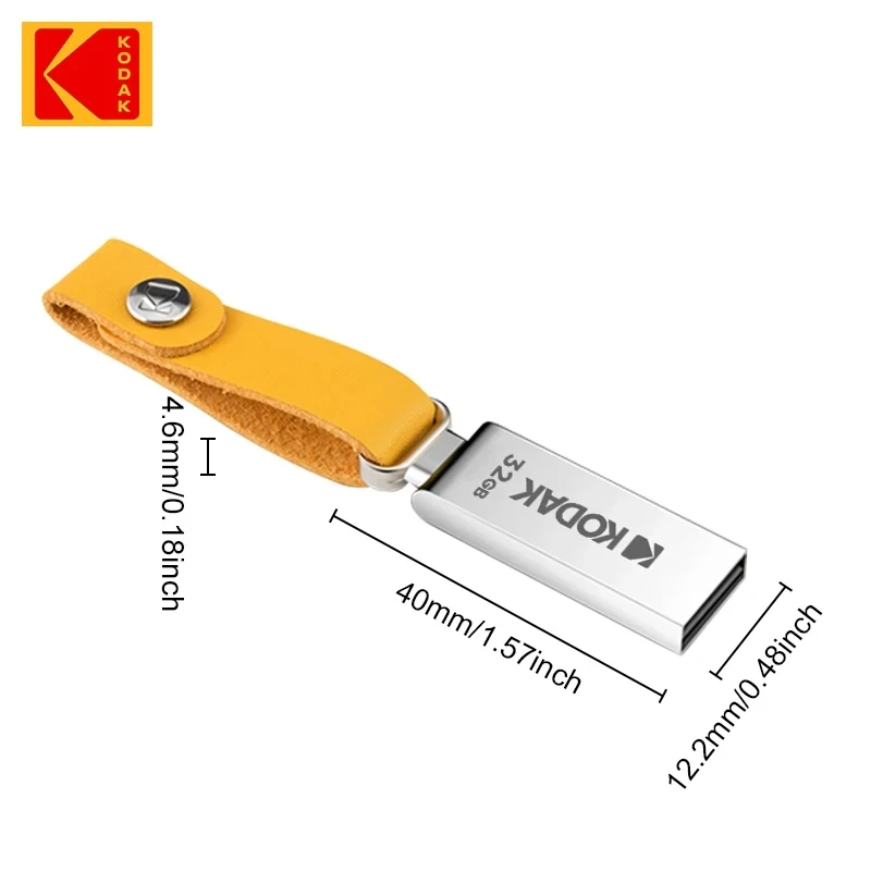 Unidad Flash KODAK USB2.0 128GB 64GB Pendrive 32gb Memory Stick de Metal con correa de cuero Pen Flash Drive para Micro PC - imagen 4
