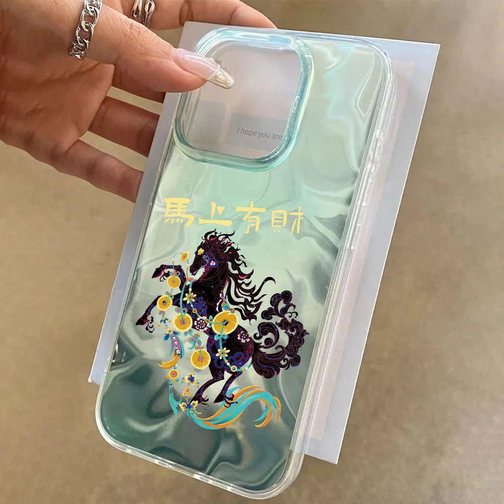 Funda de teléfono con textura de agua de caballo dorado de la suerte para Samsung Galaxy A16 A55 A07 A17 A56 A36 A54 A26 A15 A06 A14 A24 A34 A37 A57 - imagen 4