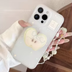 Bonita funda verde para teléfono Apple con correa de estrella con cuentas para iPhone 16 15 14 13 12 Pro Max, funda suave Pastel estética