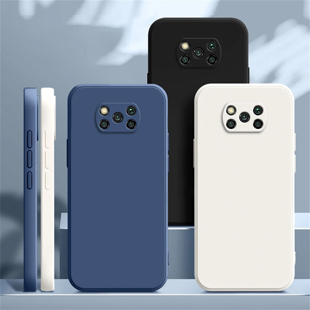 Funda cuadrada para Xiaomi POCO X3 Pro NFC, protección de cámara cuadrada de silicona líquida X3Pro X3NFC, funda fina suave de lujo - imagen 2