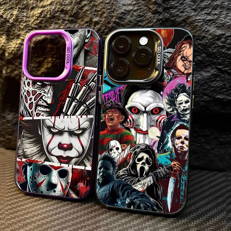 Funda esmerilada de payaso con máscara espeluznante de Halloween para iPhone 17 Air 16 E 15 14 Plus 13 12 Mini 11 Pro Max, funda de silicona de hoja acrílica