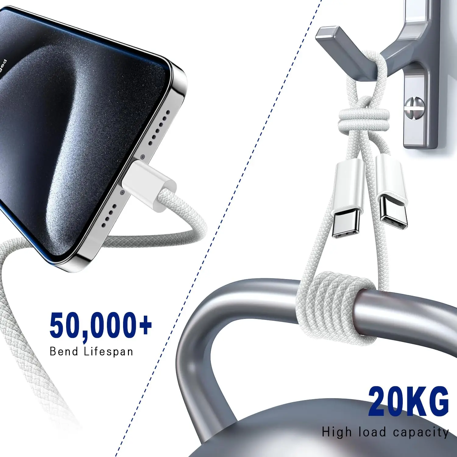 Cable de carga rápida PD USB-C a USB-C de 60W para iPhone 15 Plus 16 Pro Max 16e Samsung A54 S24 S25 Xiaomi Cable trenzado Dual tipo C - imagen 5