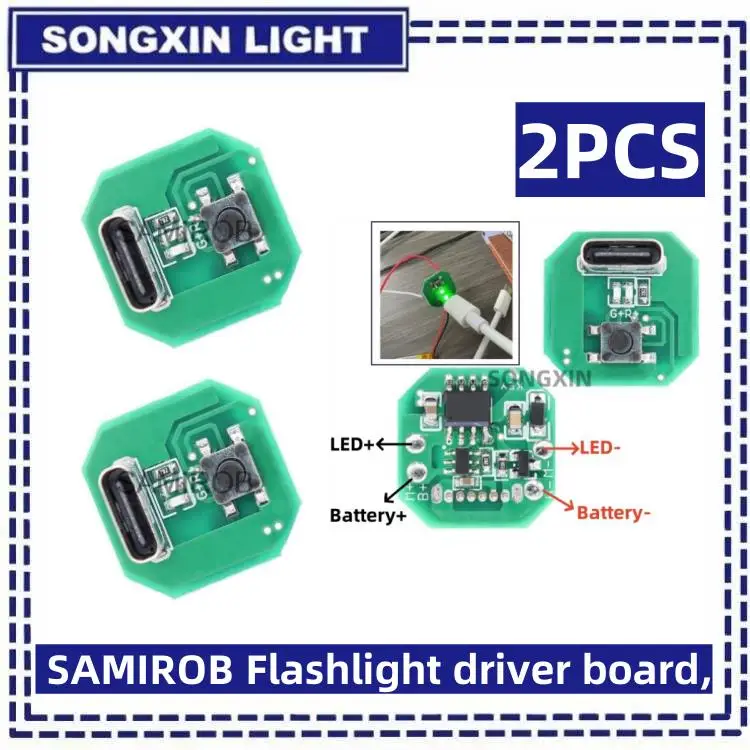 2/5/10/100 Uds. Placa controladora de linterna SAMIROB, placa de circuito DIY puerto de carga tipo C, módulo de carga y descarga integrado