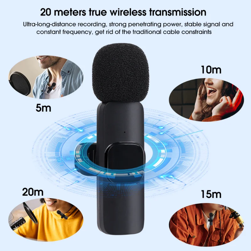Micrófono Lavalier inalámbrico de 3,5mm Bluetooth 5,0 grabación Mini micrófono Universal para cámara altavoz Smartphone micrófono de solapa - imagen 4