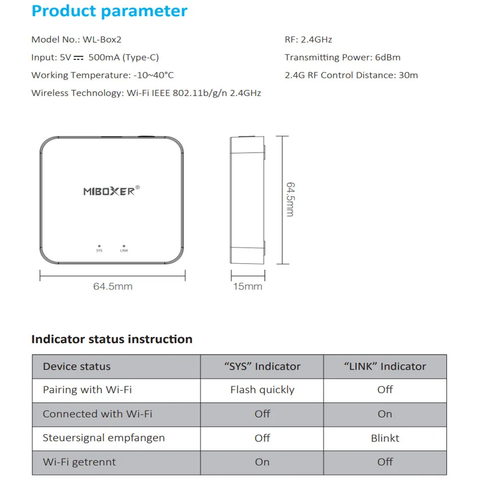 Miboxer-WL-IBox2 compatible con Control de voz de terceros, Control inalámbrico por Wifi, compatible con todas las bombillas led de la serie Milight de 2,4 GHz - imagen 4