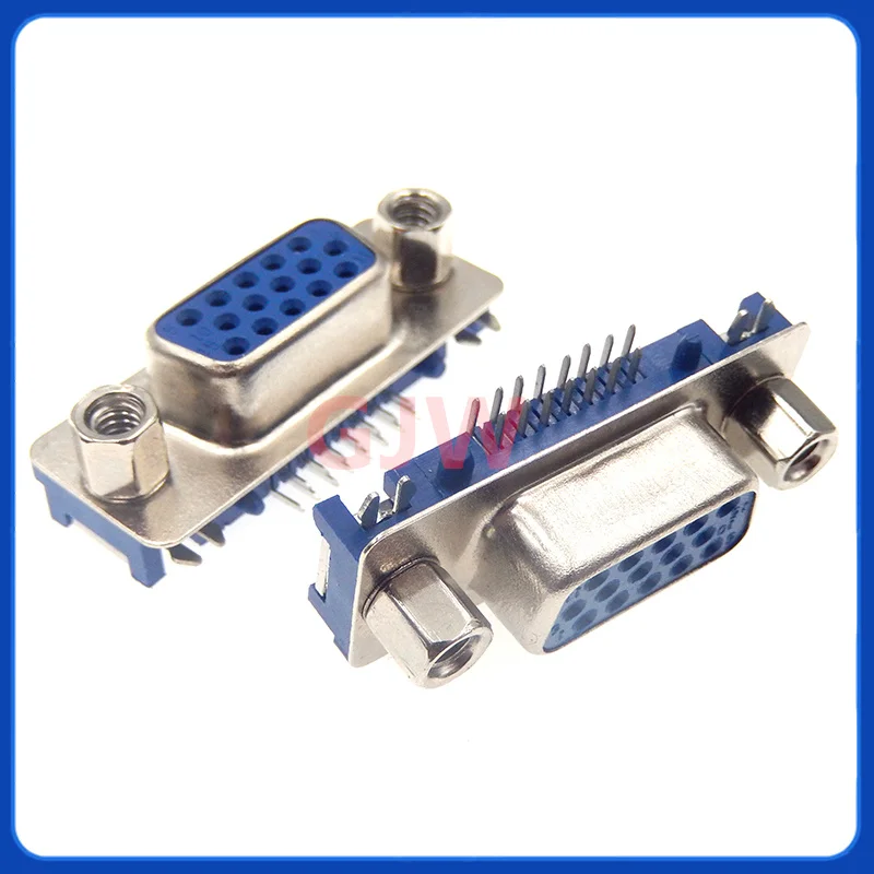 1 Uds DB15 DR15 conector de montaje PCB hembra ángulo recto d-sub 3 filas conectores de puerto paralelo azul 15 pines 15 pines adaptador de enchufe VGA - imagen 3