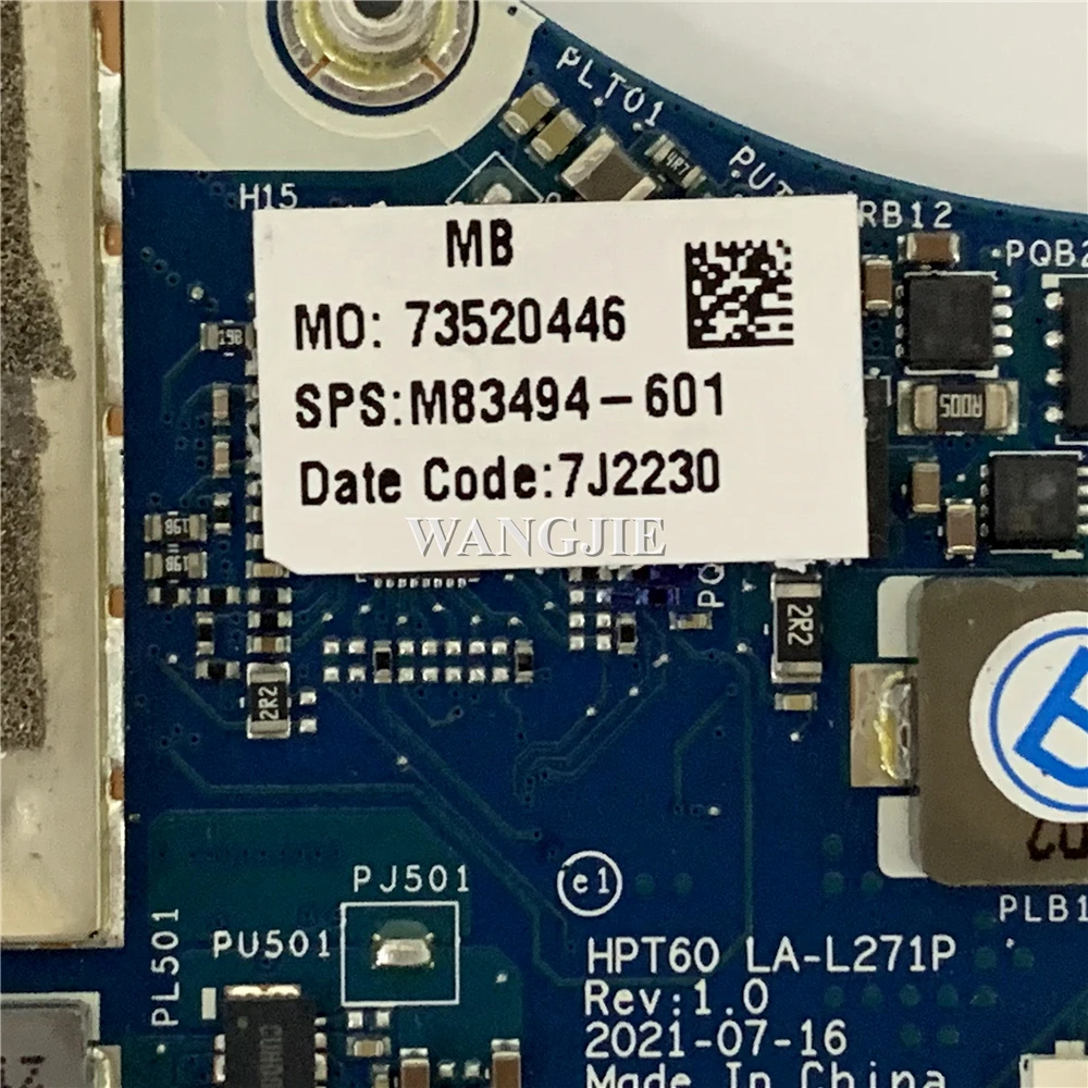 Para HP X360 2-en-1 16-F placa base de computadora portátil M83494-601 HPT60 LA-L271P SRKSL i7-11390H 16GB RTX3050 4G gráfico 100% en funcionamiento - imagen 3