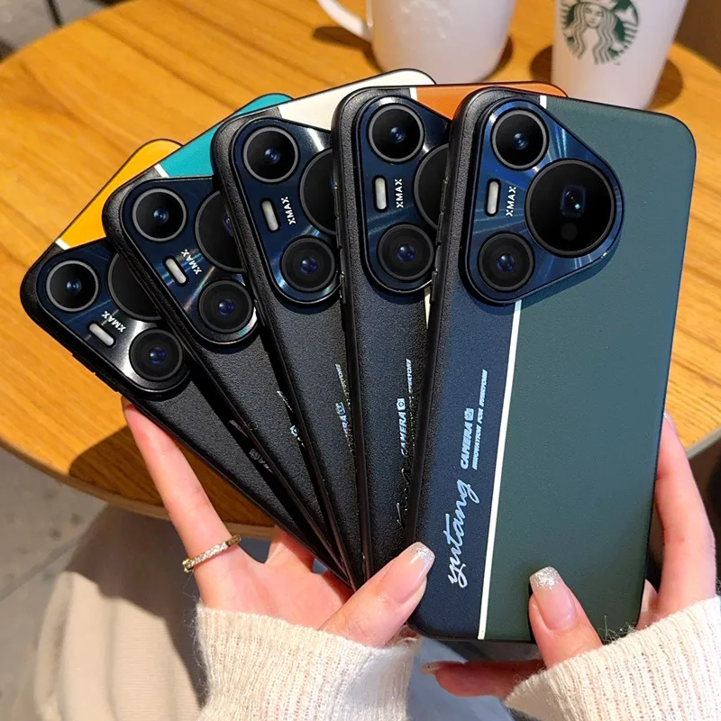 For Huawei Pura 70 Pro Case Fashion PC+PU Leather Camera luminous Protect Back Cover Case For For Huawei Pura 70 Ultra P70 Shell - imagen 5