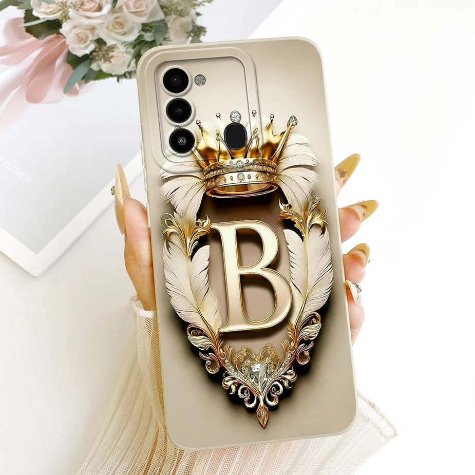 Para Tecno Spark Go 2022 funda KG5 KG5h nueva corona letras cubierta suave TPU funda de teléfono para Tecno Spark 8C Spark8C KG5k KG5j KG5n bolsas - imagen 2
