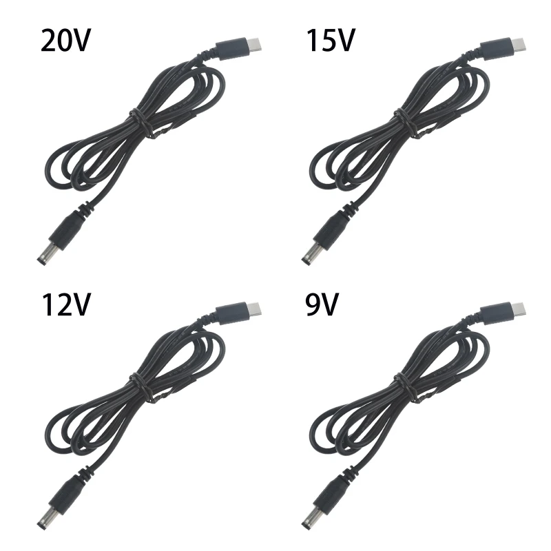 USB C tipo C PD a 9V, 12V, 15V, 20V, 5,5x2,1mm, Cable de alimentación para enrutador inalámbrico, portátil, tira LED, altavoz, cámara CCTV - imagen 2