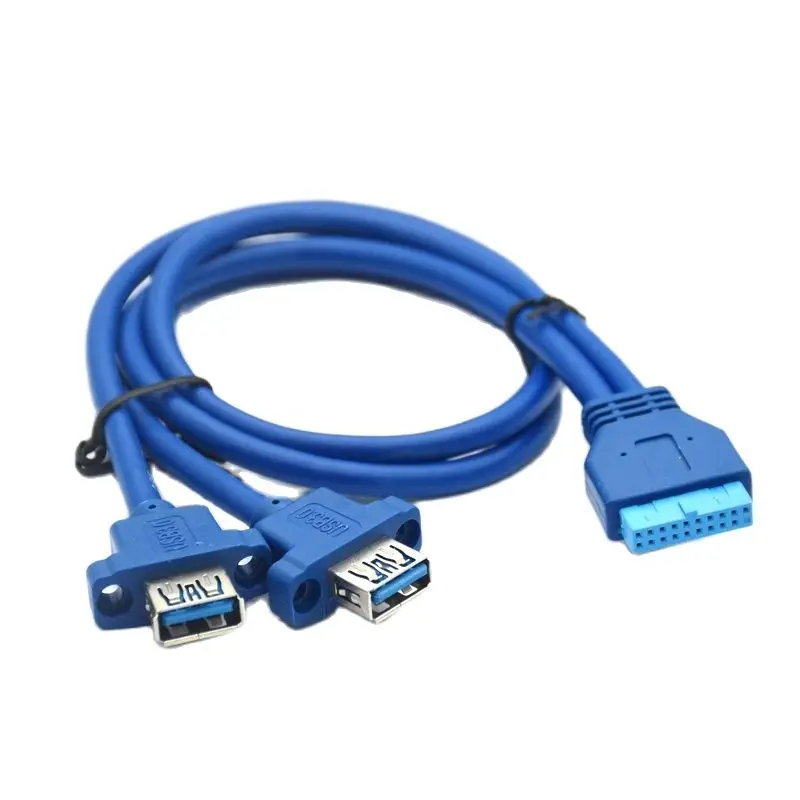 Panel de montaje de tornillo hembra USB de doble puerto tipo a placa base Cable de 20 pines Cables de carcasa de PC 20 pines 30cm 50cm 75cm - imagen 4