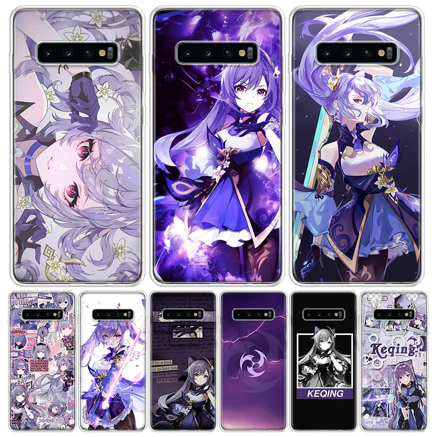 Keqing Genshin-funda de silicona para teléfono Samsung Galaxy S23 S24 S25 Ultra S21 Plus S20 FE S22 S10 + Edge Cover Funda Ga