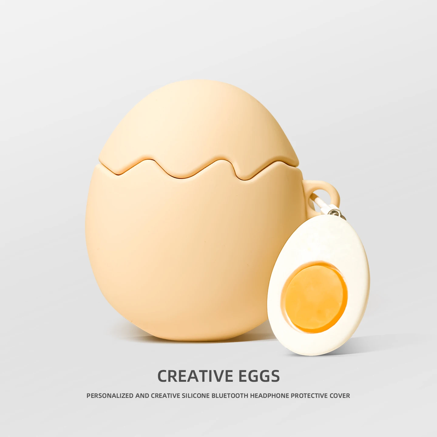 Funda protectora divertida para auriculares en forma de huevo hervido con colgante para Airpods 1, 2, 3, 4 pro pro2, funda protectora para auriculares Bluetooth - imagen 2