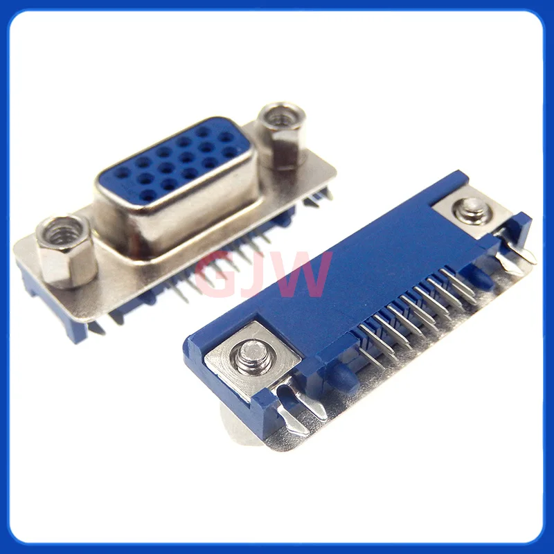 1 Uds DB15 DR15 conector de montaje PCB hembra ángulo recto d-sub 3 filas conectores de puerto paralelo azul 15 pines 15 pines adaptador de enchufe VGA