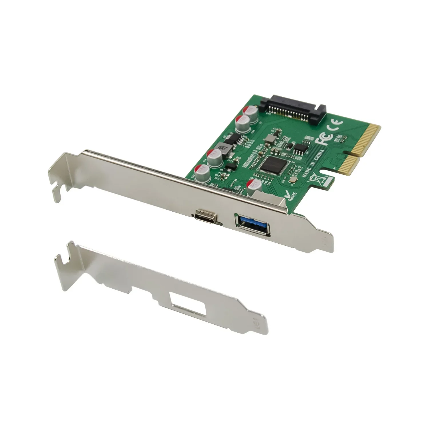 Tarjeta de expansión USB 3,1 tipo C PCIe PCI-E a USB3.1 GEN 2 10Gbps USB tipo C + USB3.0 tipo A tarjeta elevadora PCI Express x4 adaptador USB