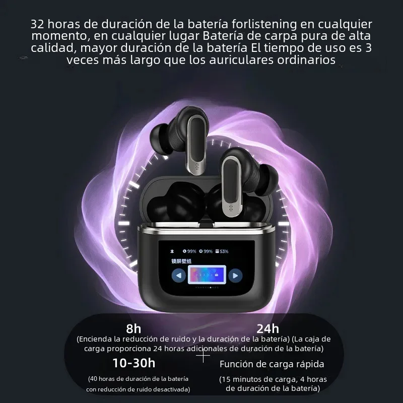 Auriculares inalámbricos ANC, cascos deportivos con pantalla Digital LCD, micrófono incorporado, HiFi estéreo envolvente - imagen 4