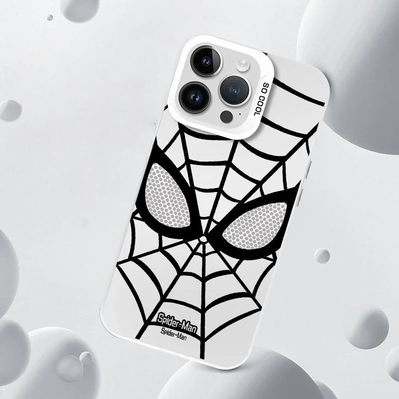 Funda de teléfono Popular de Spider Man de dibujos animados para IPhone 17 16 15 Pro Max Plus 17 Air 12 13 Mini 16E cubierta dura plateada mate - imagen 5