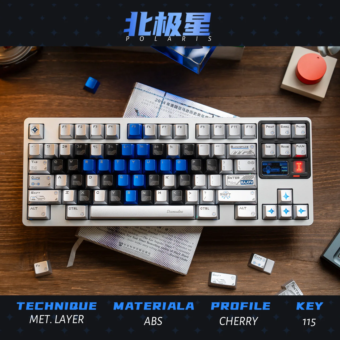 Juego de teclas con tema Polaris, perfil de cereza ABS, teclas originales personalizadas hechas a mano para accesorios de teclado mecánico, regalo DIY - imagen 3