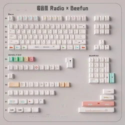 Teclas de Radio 144 teclas, sublimación de tinte, perfil de cereza, teclas PBT, color blanco roto para teclado mecánico MX 64/96/104/108