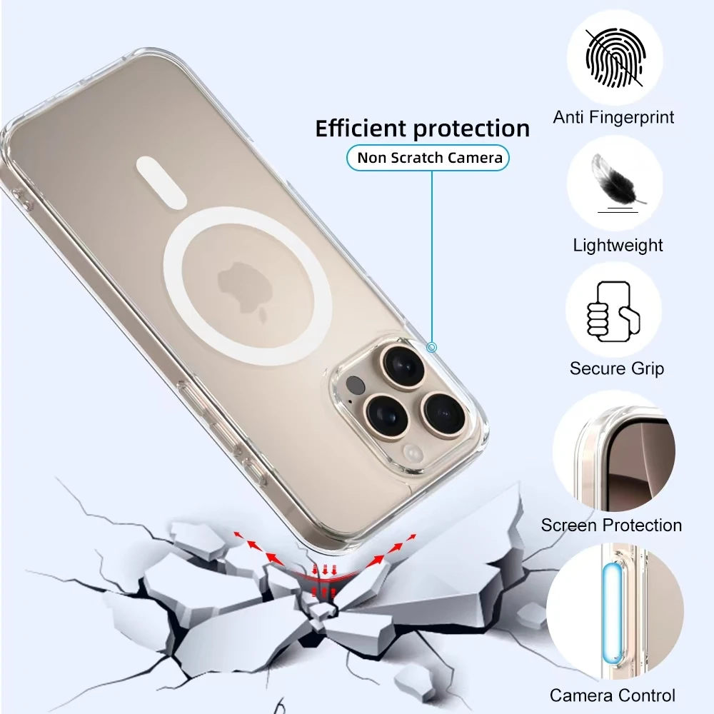 Funda híbrida de cobertura del botón de Control de la cámara para iPhone 17 Air 16 Pro Max Plus Magsafe Mag Safe 16Pro accesorios de la cubierta del teléfono - imagen 3