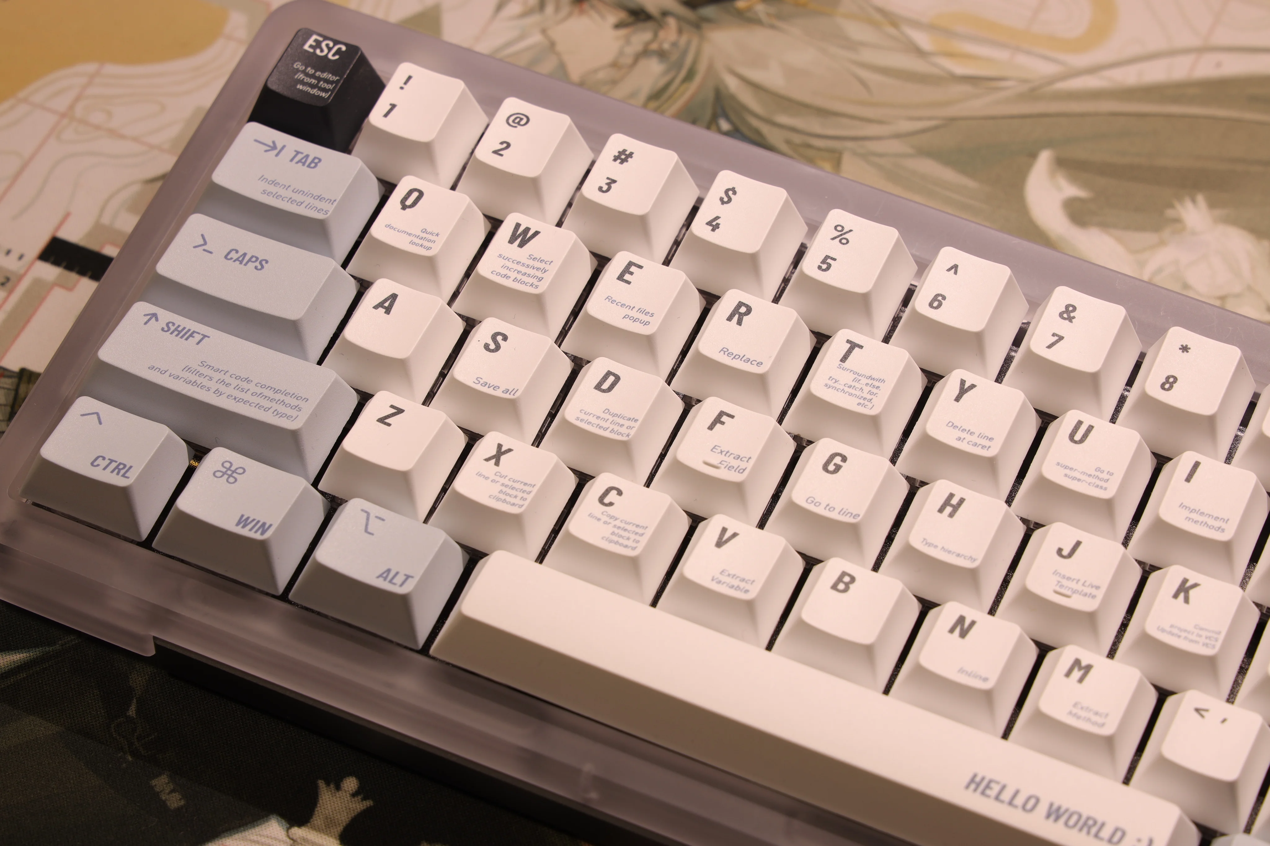 Juego completo de teclas personalizadas, diseño KCA, Helloworld, perfil de cereza, tinte de 5 lados, SUB PBT, Teclado mecánico - imagen 4