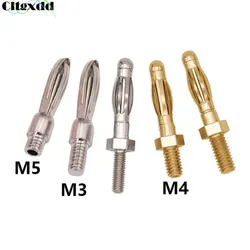 Conector Banana tipo linterna con rosca de M5 M3 M4, conector macho de Audio, presión fría, sin soldadura, eléctrico, bricolaje, 3mm, 4mm, 10 unidades