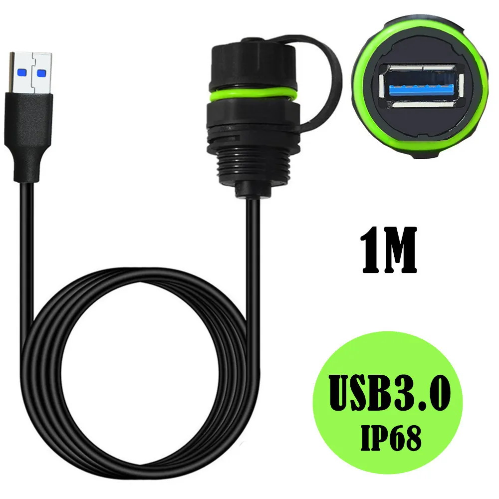 Panel de chasis USB 3,0 resistente al agua IP68 M20 tipo A macho hembra Cable de datos de carga extendido impermeable y a prueba de polvo 1m - imagen 2