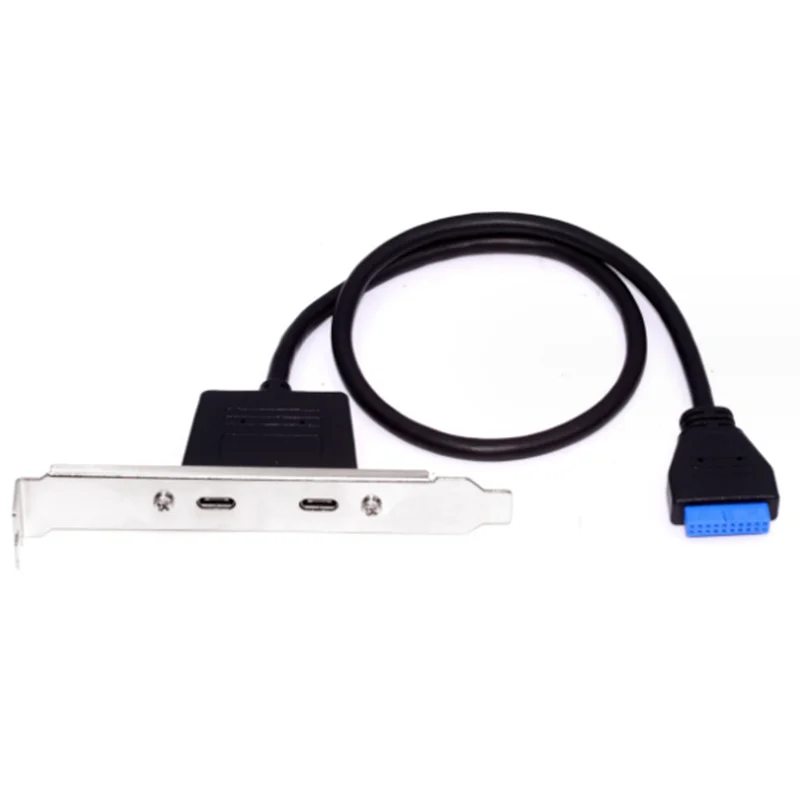 Ranura para tarjeta PCI frontal de 50cm, puerto de expansión USB 3,1, 20 pines hembra a doble TYPE-C, Cable de datos hembra con bisel en el chasis del ordenador, nuevo - imagen 3