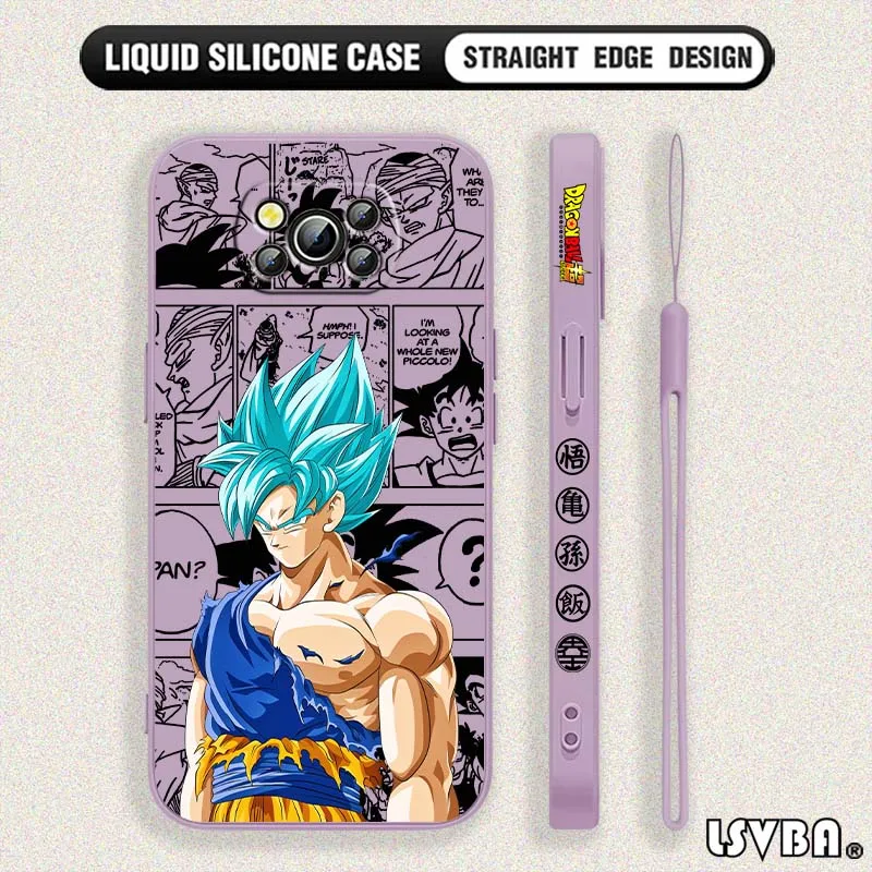 D-Dragon Ball Art Goku Saiyan para Xiaomi Poco X6 X5 X4 X3 M6 M5 M3 F6 F5 F4 F3 GT Pro 5G cubierta de la caja del teléfono de cuerda izquierda líquida - imagen 4